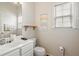 Bathroom featuring a white sink and vanity, window and modern toilet at 3616 Myrtlewood Nw Ct, Kennesaw, GA 30144