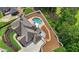 Aerial view of home featuring a pool with lush landscaping at 5009 Kingsley Manor Ct, Marietta, GA 30066