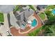 Aerial view of home featuring a private backyard pool and patio at 5009 Kingsley Manor Ct, Marietta, GA 30066