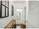 Hallway with dark wood floors leading to bathroom and closet at 400 17Th Street Nw # 2313, Atlanta, GA 30363