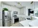 Kitchen features modern appliances, white cabinetry, quartz countertops, and backsplash at 400 17Th Street Nw # 2313, Atlanta, GA 30363