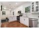 Modern kitchen featuring white cabinets, stainless steel appliances, and hardwood floors at 1292 Eubanks Ave, East Point, GA 30344