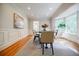 Beautiful dining room with wainscoting, large bay window, hardwood floors, and stylish decor at 2007 Mount Vernon Pl, Dunwoody, GA 30338