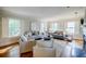 Bright living room featuring hardwood floors, neutral furnishings, and an inviting fireplace at 2007 Mount Vernon Pl, Dunwoody, GA 30338
