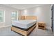 This bedroom boasts a clean and simple design with light wood furniture and minimalist decor at 4167 Oakwood Way, Duluth, GA 30096