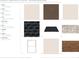 Image showcases exterior design elements with color swatches for siding, roof, brick, windows, and front door at 1189 Ridgeview Rd, Woodstock, GA 30188