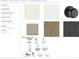 Image showcases interior design elements with color swatches for wall paint, flooring, fireplace and lighting fixtures at 1189 Ridgeview Rd, Woodstock, GA 30188