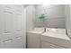 A tidy laundry room with a white door and shelving, ready for efficient chore management at 2730 Samples Rd, Cumming, GA 30041