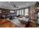 Well appointed home office with dark wood floors and plenty of natural light at 201 Dovecrest Dr, Atlanta, GA 30305