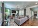 Spacious living room featuring hardwood floors, a fireplace, stylish decor, and access to multiple living spaces at 201 Dovecrest Dr, Atlanta, GA 30305