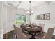 Elegant dining room with coffered ceilings, chandelier, and large window at 4967 Zoya Sw Ct, Atlanta, GA 30331
