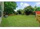 Expansive backyard with lush green lawn and a wooden fence at 2685 Gateview Ct, Cumming, GA 30040
