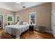 Cozy bedroom features hardwood floors, neutral paint, and sunny windows at 210 Evans Dr, Decatur, GA 30030