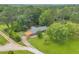 Charming aerial view of the home featuring a gravel driveway, large backyard, and mature trees creating a private setting at 676 Smith Store Rd, Covington, GA 30016