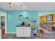 View of the dining area showcasing the built-in coffee bar and extra storage at 676 Smith Store Rd, Covington, GA 30016