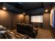 Cozy home theater room with comfortable seating, projector screen, and dark accent walls at 165 Ansley Way, Roswell, GA 30075