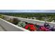 Scenic shot of city skyline and greenery from a rooftop balcony with vibrant flowers in a concrete planter at 700 Park Regency Ne Pl # 805, Atlanta, GA 30326