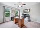 Bright home office with natural light, a ceiling fan, and neutral wall paint at 508 Highland Drive Dr, Woodstock, GA 30188