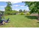 Expansive backyard with a lush lawn, mature trees and privacy fence at 3420 Pleasant Springs Dr, Cumming, GA 30028