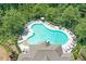 Aerial view of the community pool with plenty of seating surrounding the area at 3420 Pleasant Springs Dr, Cumming, GA 30028