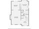First floorplan displaying the living room, dining room, kitchen, bathroom, and foyer measurements at 3196 Henderson Walk, Atlanta, GA 30340