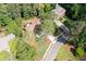 Aerial view of a home with a long driveway, surrounded by lush trees and manicured lawns at 1096 Polo Club Nw Dr, Marietta, GA 30064