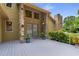 Charming front entrance with stone pillars and a gray deck welcomes you to this beautiful home at 570 Matterhorn Way, Alpharetta, GA 30022