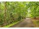 A long driveway winding through dense trees, offering a private and secluded entrance to the property at 5680 Whitner Dr, Atlanta, GA 30327