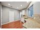 Kitchen area features granite countertops, stainless steel sink, and hardwood floors at 1636 Caswell Pkwy, Marietta, GA 30060