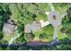 An aerial view of a home and surrounding area with mature trees and a circular driveway at 4140 Candler Lake West Ne, Atlanta, GA 30319