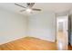 Bedroom with ceiling fan, wood floors and double closet at 4140 Candler Lake West Ne, Atlanta, GA 30319