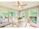 Bright breakfast nook with backyard views and elegant lighting fixture at 4140 Candler Lake West Ne, Atlanta, GA 30319