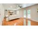 Cozy living room with exposed brick fireplace and built-in shelving at 4140 Candler Lake West Ne, Atlanta, GA 30319