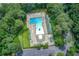 Aerial view of a community pool with swimming lanes, lounge chairs, and parking at 4140 Candler Lake West Ne, Atlanta, GA 30319