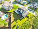 Aerial view of a home with a pool, playground, and spacious yard, ideal for outdoor living and recreation at , Kennesaw, GA 30152