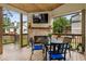 Relaxing covered patio with an outdoor fireplace and television, perfect for dining and entertainment at 4395 Capstone Court, Roswell, GA 30075