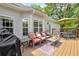 Spacious outdoor deck with comfortable seating, an umbrella, and a grill, perfect for entertaining guests at 17 Sassafras Ne Trl, Cartersville, GA 30121