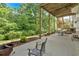 Covered patio with outdoor seating and a fire pit, ideal for relaxing and enjoying the backyard view at 17 Sassafras Ne Trl, Cartersville, GA 30121