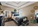 Comfortable bedroom with tray ceiling, decorative pillows, and wreath, creating a serene and inviting atmosphere at 240 Daisy Cir, Mcdonough, GA 30252