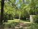 Backyard view showing lush greenery and a picnic table in the distance at 4701 Cleveland Rd, Lithonia, GA 30038