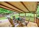 Covered back porch with seating area and grill, ideal for relaxing or entertaining guests at 407 Doris Dr, Woodstock, GA 30188