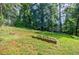 Lush backyard showcasing a garden bed and mature trees providing privacy at 407 Doris Dr, Woodstock, GA 30188