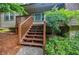 Inviting front porch with wooden stairs, offering a charming entrance to the home at 407 Doris Dr, Woodstock, GA 30188