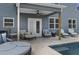Covered patio area featuring a modern pool, ample seating, and privacy at 244 Citrine Way, Acworth, GA 30101