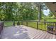 Relaxing deck with wood railings, overlooking the lush, tree-lined backyard at 1769 W Austin Rd, Decatur, GA 30032