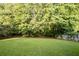 Lush backyard with green grass and mature trees at 6528 Carriage Ln, Stone Mountain, GA 30087