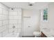 Modern bathroom featuring a tiled shower, new fixtures, and a contemporary vanity at 4363 Old Mabry Road Northeast Ne Rd, Roswell, GA 30075