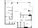 Detailed floor plan showcasing the layout of a condo with primary bedroom, living room and eat-in kitchen at 943 Peachtree Ne St # 814, Atlanta, GA 30309