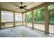 Screened porch with concrete floors and outdoor ceiling fan at 238 Avery Ne St, Marietta, GA 30060