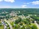 Picturesque aerial view of a tranquil residential area with homes surrounded by lush greenery and blue skies at 2711 Bethesda Ne Ct, Lawrenceville, GA 30044